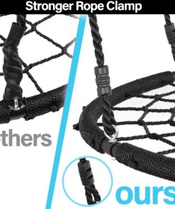 SUPER DEAL 40'' Spider Web Tree Swing Round Net Swing Platform Rope Swing Set for Kids Adult, 71" Detachable Nylon Rope with Swivel for Outdoor Backyard, Max 660 Lbs Extra Safe Steel Frame, Black 40 inch 29 810c3r44bbS