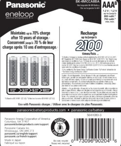 Panasonic BK-4MCCA8BA eneloop AAA 2100 Cycle Ni-MH Pre-Charged Rechargeable Batteries, 8-Battery Pack 8 Count (Pack of 1) 27 810d5pv0KmL