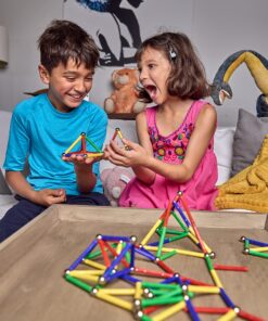 CMS MAGNETICS - (156-Piece Multi-Color Magnet Building Toy Tin Box Case Construction Sticks Set STEM Educational Learning Activity for Brain Development, Creativity, Imagination, Attention Span 156-Piece Multi-Color 15 810dNhEMh2L