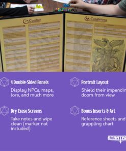 Stratagem The Master's Tome 4-Panel Customizable GM Screen with Free Inserts – Dry Erase, Dungeon & Game Master Accessory for Tabletop RPG Campaigns (Brown) Brown 25 810di84lanL