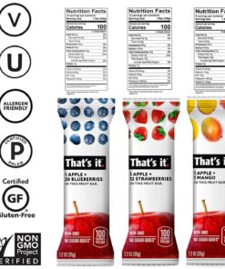That's it. Variety Pack 100% Natural Real Fruit Bar, Best High Fiber Vegan, Gluten Free Healthy Snack, Paleo for Children & Adults, Non GMO No Added Sugar, No Preservatives Energy Food (12 Pack) 12 Count (Pack of 1) 12 810eLD68U0L