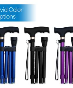 RMS Folding Cane - Foldable Walking Cane with Adjustable Height - Collapsible and Lightweight - Soft Ergonomic Handle for Comfortable Grip - Portable Walking Stick for Mobility Aid Blue 19 810eNHenhAL