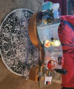 SAFAVIEH Adirondack Collection Area Rug - 4' Round, Grey & Black, Oriental Distressed Design, Non-Shedding & Easy Care, Ideal for High Traffic Areas in Living Room, Bedroom (ADR109B) Grey/Black 30 810g1skWBnL