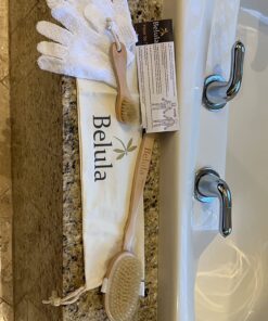 Belula Premium Dry Brushing Body Brush Set- Natural Boar Bristle Body Brush, Exfoliating Face Brush & One Pair Bath & Shower Gloves. Free Bag & How To – Great Gift For A Glowing Skin & Healthy Body 50 810gGWMNlML 3