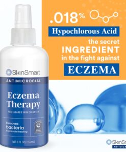SkinSmart Antimicrobial Eczema Therapy with Hypochlorous Acid, Removes Bacteria so Skin Can Heal, for Adults, Kids and Seniors, 8 Ounce Clear Spray 8 Fl Oz (Pack of 1) 29 810gGsJpBgL