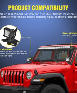 Nilight Windshield Frame Mounting Bracket for 52” LED Light Bar and Pod Light on Wrangler JK 2007-2017, 2 Years Warranty For 2007-2018 JK 23 810hSqNUT L