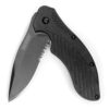 Kershaw Clash Black Serrated Pocketknife, 3" 8Cr13MoV Steel Drop Point Blade, Assisted One-Handed Flipper Opening, Folding Utility EDC 7 810iqf3lU1L