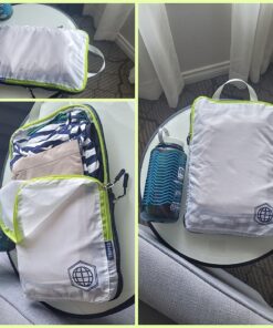 Compression Packing Cubes for Travel - Luggage and Backpack Organizer Packaging Cubes for Clothes (White and Green, 2 Piece Set) 2Piece White and Green 43 810jz2SFlQL