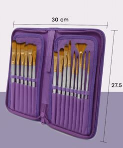 MyArtscape Paint Brushes - 15 Pc Art Brush Set for Watercolor, Acrylic, Oil & Face Painting | Short Handle Artist Paintbrushes with Travel Holder & Gift Box (Royal Purple) Royal Purple 19 810ldEAdniL