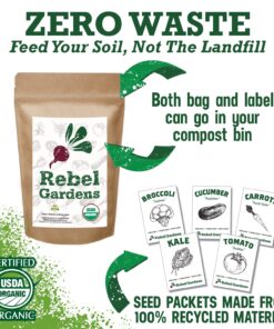 Alternative view of Certified Organic Vegetable Seeds for Planting Outdoors - 13 Seed Variety Pack of Veggie Heirloom Seeds Non GMO Organic Non Hybrid Open Pollinated for Home Garden - Tomato, Broccoli, Carrots, Fruit