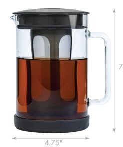 Primula Pace Cold Brew Iced Coffee Maker with Durable Glass Pitcher and Airtight Lid, Dishwasher Safe, Perfect 6 Cup Size, 1.6 Qt, Black 21 810o4T211aL