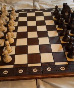 Wegiel Handmade European Ambassador Chess Set - Wooden 21 Inch Beech & Birch Board with Felt Base - Carved Hornbeam & Sycamore Wood Chess Pieces Ambassador - Brown 119 810ocg63TOL