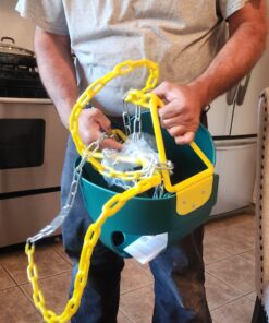 Deluxe High Back Full Bucket Toddler Swing with Exclusive Chain & Triangle Dip Pinch Protection and Carabiners for Easy Install - Green - Squirrel Products 27 810pbwCGzwL