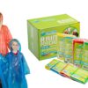 Lingito Rain Ponchos Family Pack - Emergency Drawstring Hood Poncho for Children & Adults Lightweight Reusable or Disposable Family - (4) Adult + (4) Children Multicolor 43 810qcJxoxL