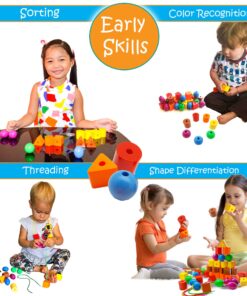 Skoolzy Primary Lacing Beads with String & Pipe Cleaners 46 pc Lacing Beads (41 pc) 30 810riEk5QpL