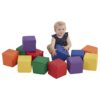 ECR4Kids SoftZone Patchwork Toddler Building Blocks, Foam Cubes, Assorted, 12-Piece
