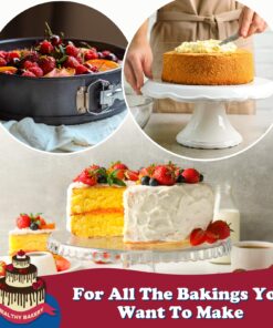 HIWARE 9 Inch Non-stick Cheesecake Pan Springform Pan with Removable Bottom/Leakproof Cake Pan with 50 Pcs Parchment Paper - Black 9-Inch 26 810savMJMPL