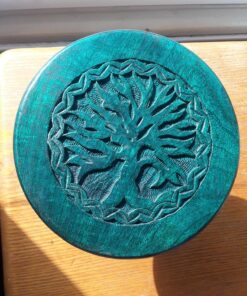 New Age Imports Round Tree of Life Altar Table, Rustic Green, Magenta 28 810smpPs5FL