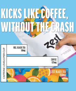 Zest 150mg High Caffeine Energy Leaf Blend - Blue Lady Black Tea - 20 Pack Bag - Hot or Iced - All Natural Strong Flavored Healthy Coffee Alternative Highly Caffeinated Substitute - Perfect for Keto 20 Count (Pack of 1) 30 810tjb 6fNL