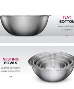 FineDine Stainless Steel Mixing Bowls (Set of 6) - Easy To Clean, Nesting Bowls for Space Saving Storage, Great for Cooking, Baking, Prepping 6 Pack 39 810vTHJcyvL