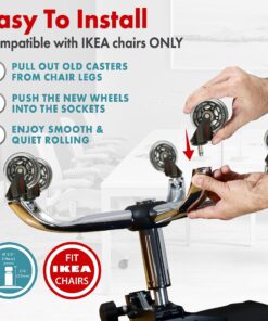 Office Chair Wheels Replacement Set 10mm (3/8" x 7/8") Stem - Fits IKEA Chairs ONLY - Soft Desk Chair Casters for Wood Floors & Carpet - Heavy Duty & Safe for All Floors Without Any Chair Mats 2. IKEA stem - for IKEA chairs ONLY 22 810wd3umhL 2