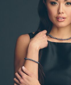 HinsonGayle AAA Handpicked 7.5-8mm Round Freshwater Cultured Pearl Bracelet Sterling Silver 7.5 inch black 11 810y6DbpMtL
