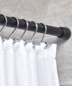 Alternative view of iDesign Cameo Metal Tension, Adjustable Customizable Curtain Rod for Bathtub, Shower Stall, Closet, Doorway, 43"-75", Matte Black Set of 1 43"-75"