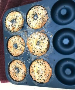 Large Non-Stick 100% LFGB Grade Silicone Donut Pan, Makes 9 Full Size Donuts, Oven, Dishwasher and Freezer Safe Donut Mold by Unicorn Glitter LLC Navy 35 810zv8eR0L