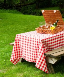 Alternative view of LinenTablecloth 60 x 102-Inch Rectangular Tablecloth Red & White Checker