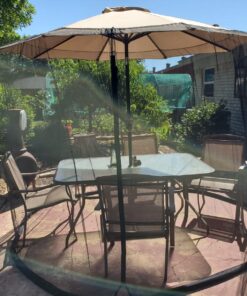 Patio Umbrella Mosquito Netting - Polyester Mesh Screen with Zipper Opening and Water Tube at Base to Hold in Place - Helps Protect from Mosquitoes - Fits 9FT Umbrellas and Patio Tables - Black 54 81137 IbwjL