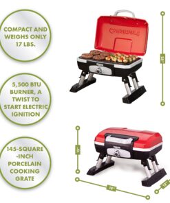 Cuisinart CGG-180T Petit Gourmet Portable Tabletop Propane Gas Grill, Red 17.6 x 18.6 x 11.8-Inch Petit Gourmet Tabletop Gas Grill, Red 31 8113Rh99vRL