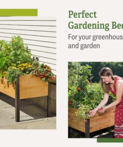 Gardener's Supply Company Raised Garden Bed Elevated Cedar Planter Box | 2' x 8' Standing Garden for Outdoor Plant Vegetables & Flower Gardening Perfect for Patio Deck & Backyard 26 8113Ya wLJL