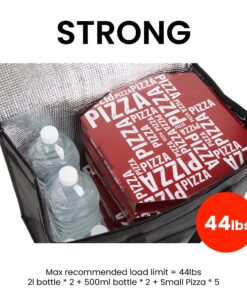 NZ home Insulated Cooler Bag and Food Warmer (XL Plus, 2 Pack) for Food Delivery & Grocery Shopping with Zippered Top, Black XL Plus 35 8113luAxmiL