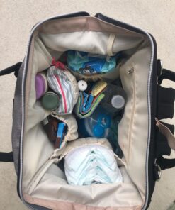 Hafmall Diaper Bag Backpack, Multifunctional Baby Diaper Bag with Stroller Hooks, Stylish Baby Bag for Mom Dad, Gray Black Black Gray 61 8116Mi9dqmL