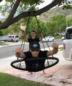Sorbus Saucer Tree Swing- Kids Outdoor Disc Round Swing - 40" Heavy Duty 220lbs Seat- Easy Install Flying Saucer Web Circle Swing- Perfect for Gift,Playground, Birthday, Xmas, IndoorOutdoor Tire Swing Net Seat 40 Inch 43 8116UWrA4vL