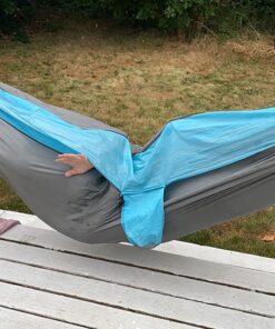 Kootek Camping Hammock Double & Single Portable Hammocks Camping Accessories for Outdoor, Indoor, Backpacking, Travel, Beach, Backyard, Patio, Hiking Grey & Sky Blue Large 46 8118Tj8cqVL