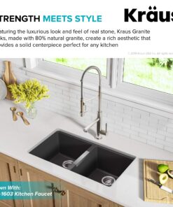 Kraus KGU-434B Undermount 50/50 Double Bowl Granite Kitchen Sink, 32.5-Inch, Black 15 811BHQx2tyL