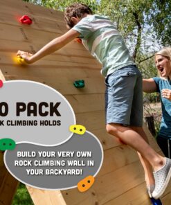 Squirrel Products Kids Rock Climbing Holds Indoor & Outdoor Playground Accessories Rock Wall Climbing Kit with Mounting Hardware 20 Pack XL Deluxe 28 811BPKFe69S