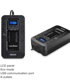 CyberPower EC650LCD Ecologic Battery Backup & Surge Protector UPS System, 650VA/390W, 8 Outlets, ECO Mode, Compact Uninterruptible Power Supply 650VA LCD 19 811C6gfWPVL