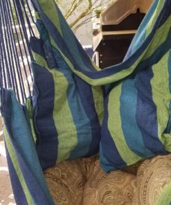 Sorbus Stylish Swing Chair - Fine Cotton Weave for Super Comfort & Durability - Hanging Hammock Chair w/2 Seat Cushions- Portable Outdoor Hanging Chair w/Hardware Kit - Indoor Outdoor Use - Max 265lbs Blue 41 811CJAuT5VL 1