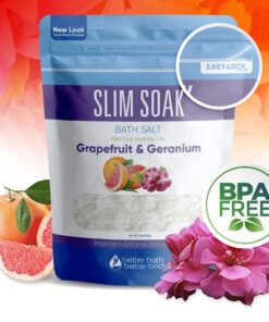 Slim Soak Bath Salt 32 Ounces Epsom Salt with Natural Grapefruit, Geranium and Orange Essential Oils Plus Vitamin C in BPA Free Pouch with Easy Press-Lock Seal 2 Pound (Pack of 1) 12 811EWEfH0nL