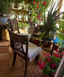 Yaheetech 27PCS Interlocking Patio Deck Tiles 12 x 12in Wood Floor Tiles Outdoor Flooring for Patio Garden Deck Poolside Brown Brown-straight 51 811K7dcFulL