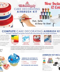 Alternative view of U.S. Cake Supply - Complete Cake Decorating Airbrush Kit with a Full Selection of 12 Vivid Airbrush Food Colors - Decorate Cakes, Cupcakes, Cookies & Desserts 14 Piece Set