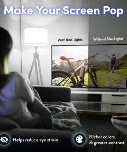Power Practical LED Lights for TV Backlight - Luminoodle, USB Powered TV LED Light Strip w/ Bias Ambient Lighting for Home Theater - True White - Size (24"-29” TV) Medium (24 in-29 in TV, White) 40 811MHqSbbfS