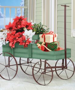 Collections Etc Amish Wagon Decorative Indoor/Outdoor Garden Backyard Planter, Green 30 811N6yxwPzL