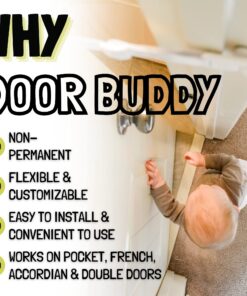 Door Buddy Baby Proof Door Latch for Cats - Grey. Adjustable Cat Door Strap Keeps Baby Out of Cat Food & Litter Box. Simple Child Door Locks for Kids Safety. Baby Gate Cat Door Interior Alternative 23 811NQyna9lL 1