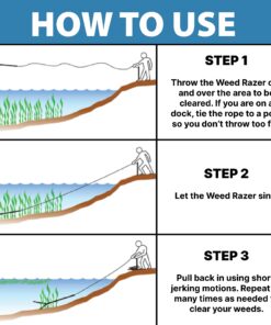 Jenlis The Original Weed Razer, Lake Weed Cutter, Large Pond Aquatic Plant Cutting Tool, Long and Sharp Razor Blades Shear Cattail, Reed, Lilly & Chara Algae, 48 Inch Cut Width, 25 Foot Throw Rope Jenlis Weed Razer Aquatic Weed Cutter 31 811NcjL3M L 1