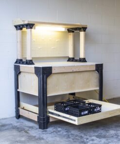 2x4basics 90164MI Custom Work Bench and Shelving Storage System, Black Work Bench with Shelf 61 811RmETL13L