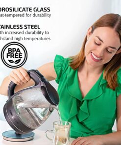 Alternative view of OVENTE Electric Kettle - 1.5L Borosilicate Glass Fast Boiling Countertop Auto Shut Off Instant Water Heater for Coffee & Tea Maker - BPA Free - Black