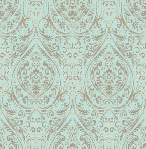 NuWallpaper NU2079 Nomad Damask Peel & Stick Wallpaper, Blue Turquoise